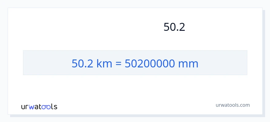 تبدیل 50.2 کیلومتر به میلی‌متر