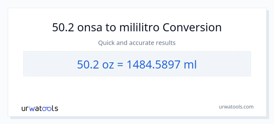 50.2 Mga onsa patungong mga mililitro na conversion