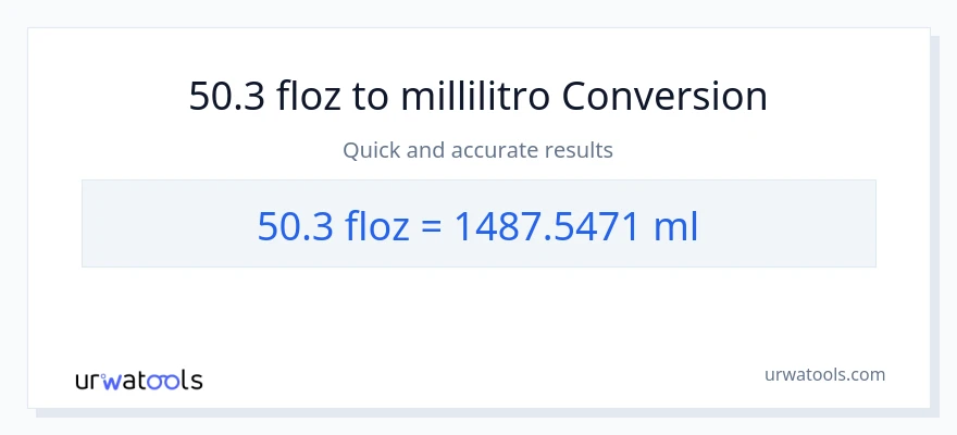 Conversione da 50.3 once fluide a millilitri