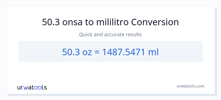 50.3 Mga onsa patungong mga mililitro na conversion