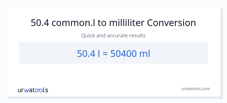 50.4 Liters til milliliter konvertering