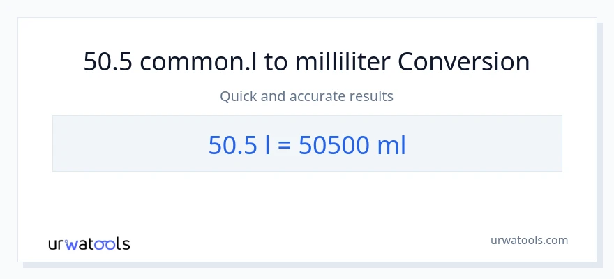 50.5 Liters til milliliter konvertering