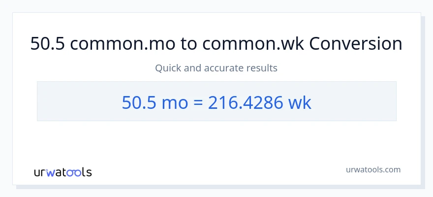 تبدیل 50.5 ماه‌ها به هفته‌ها