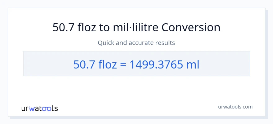 Conversió de 50.7 unces fluides a mil·lilitres