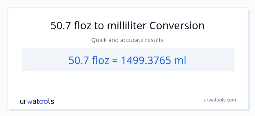 50.7 flydende ounces til milliliter konvertering