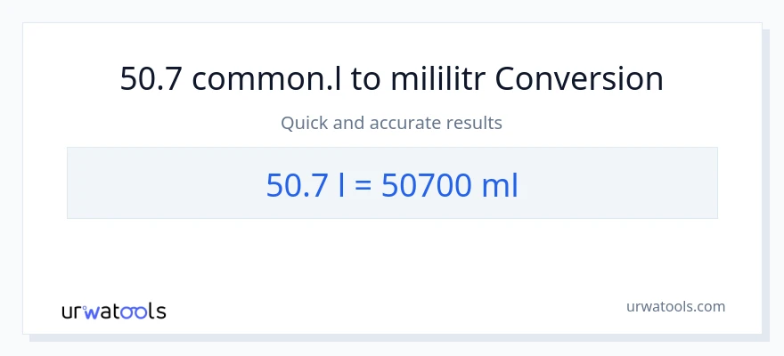 Konverze z Liters na mililitrů: 50.7