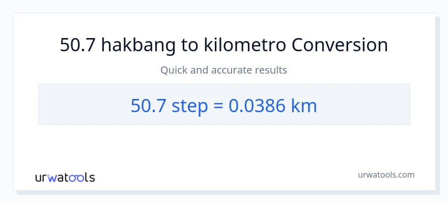 50.7 mga hakbang patungong Kilometro na conversion