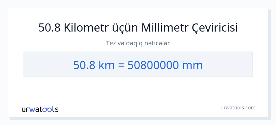 50.8 kilometr-dən millimetr-ə çevrilmə