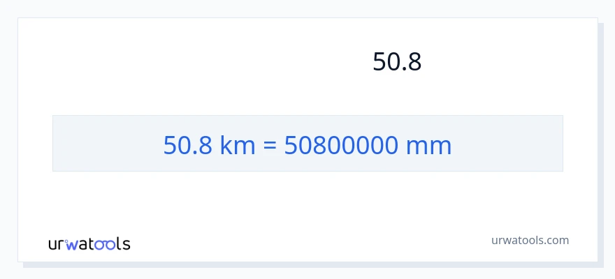 تبدیل 50.8 کیلومتر به میلی‌متر