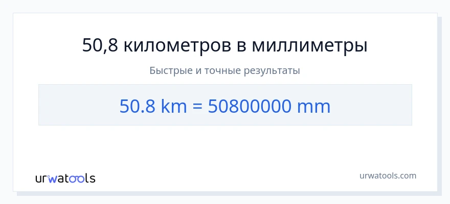 50.8 километры в миллиметры преобразование
