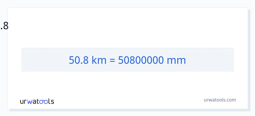 50.8 கிலோமீட்டர்கள் இலிருந்து மில்லிமீட்டர்கள் வரை மாற்றம்