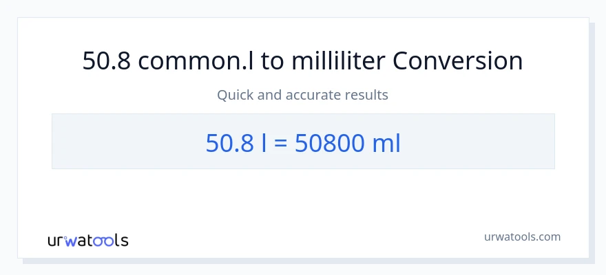 50.8 Liters til milliliter konvertering