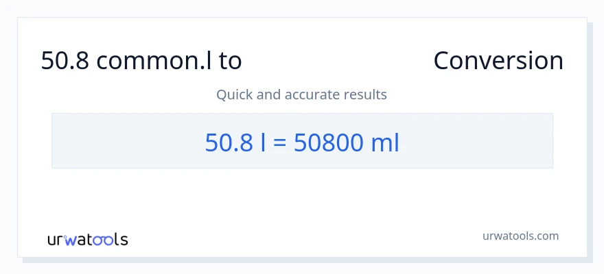 50.8 Liters ൽ നിന്ന് മില്ലിലിറ്റർ ലേക്ക് പരിവർത്തനം