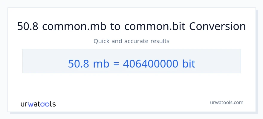التحويل من 50.8 Megabytes إلى Bits
