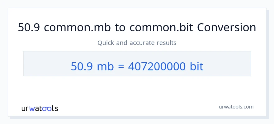 التحويل من 50.9 Megabytes إلى Bits