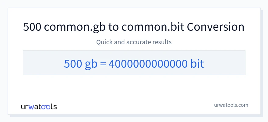 500 Gigabytes에서 Bits으로의 변환