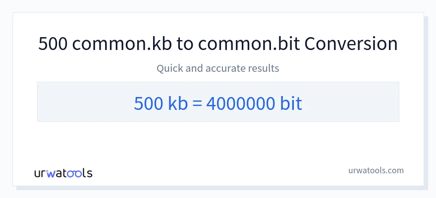 500 Kilobytes 到 Bits 轉換
