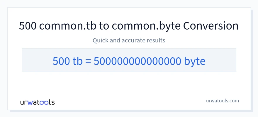 500 Terabytes 到 Bytes 轉換