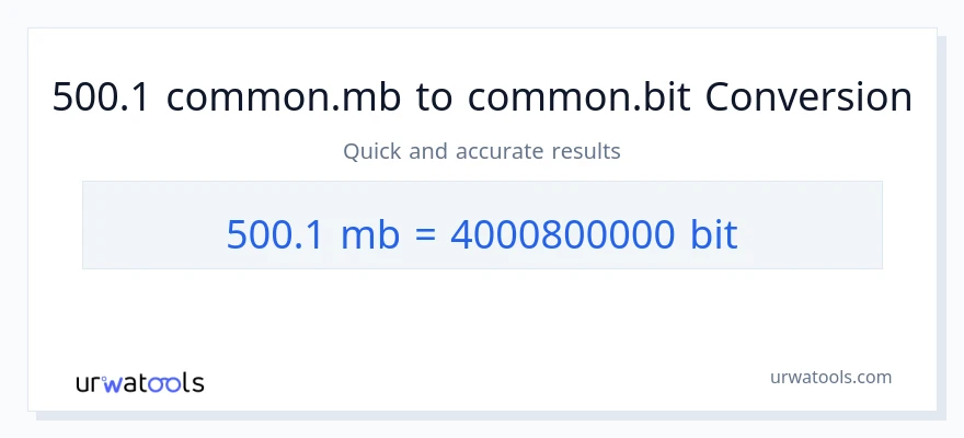 التحويل من 500.1 Megabytes إلى Bits