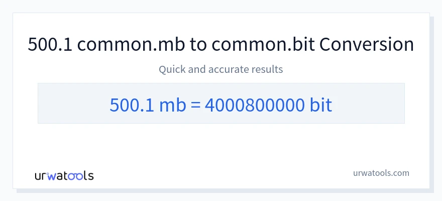 500.1 Megabytes에서 Bits으로의 변환