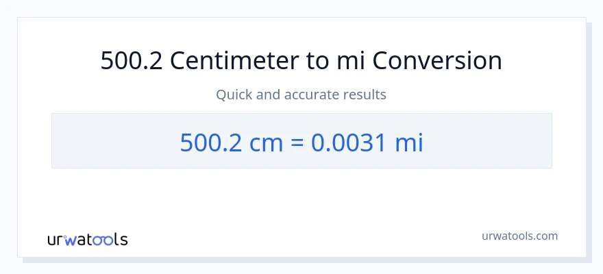 500.2 Centimeter til miles konvertering
