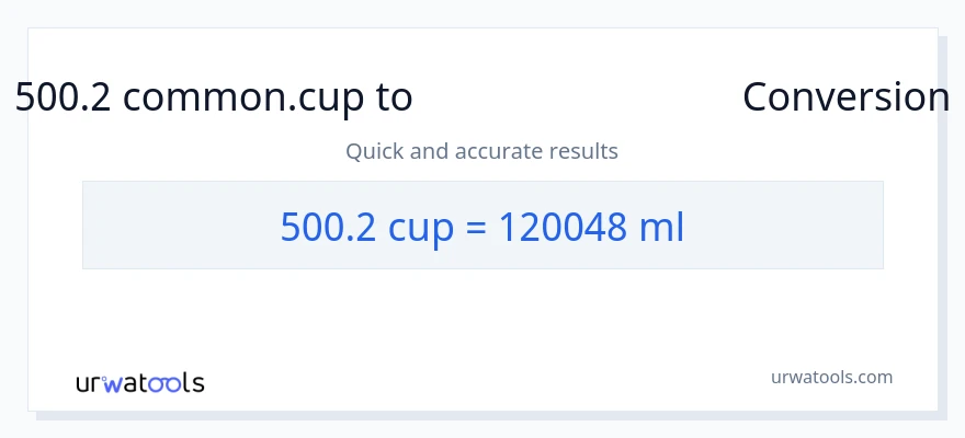 500.2 கோப்பைகள் இலிருந்து மில்லிலிட்டர்கள் வரை மாற்றம்
