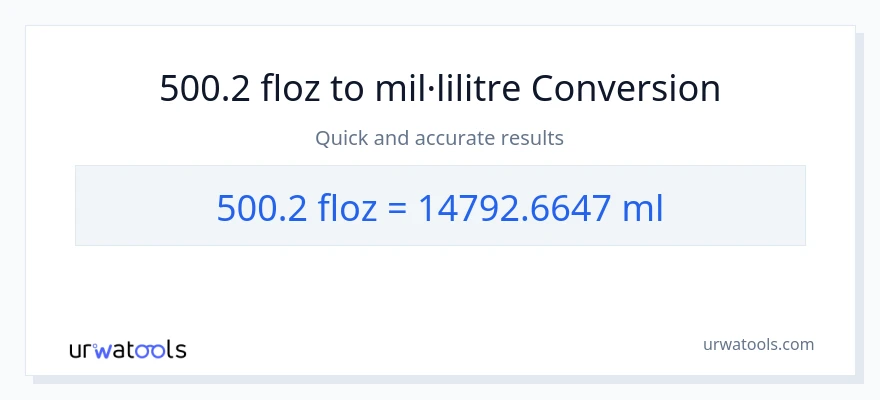 Conversió de 500.2 unces fluides a mil·lilitres
