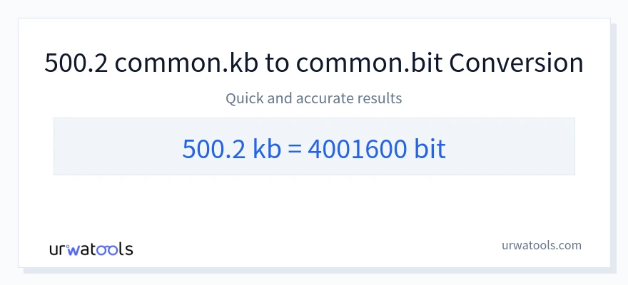 500.2 Kilobytes 到 Bits 轉換