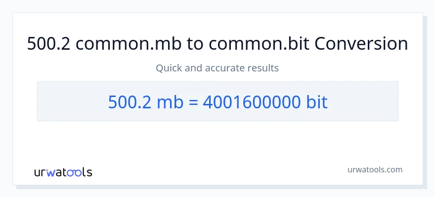 500.2 Megabytes இலிருந்து Bits வரை மாற்றம்