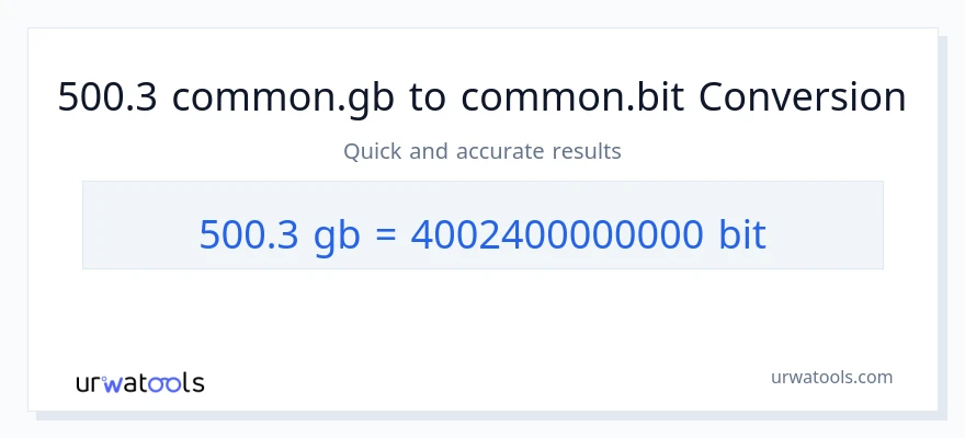 التحويل من 500.3 Gigabytes إلى Bits