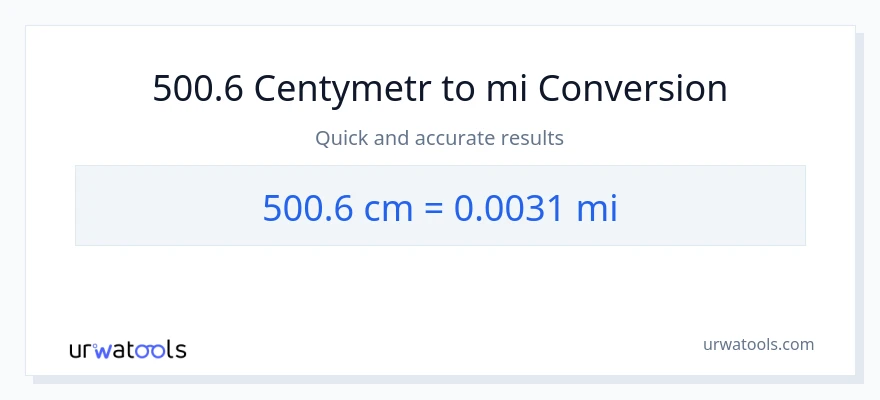 Konwersja 500.6 Centymetry do mile