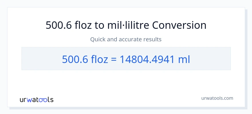 Conversió de 500.6 unces fluides a mil·lilitres