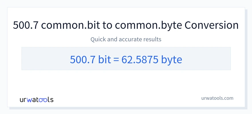 500.7 Bits 到 Bytes 轉換