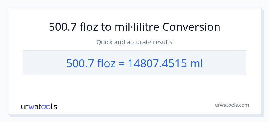 Conversió de 500.7 unces fluides a mil·lilitres