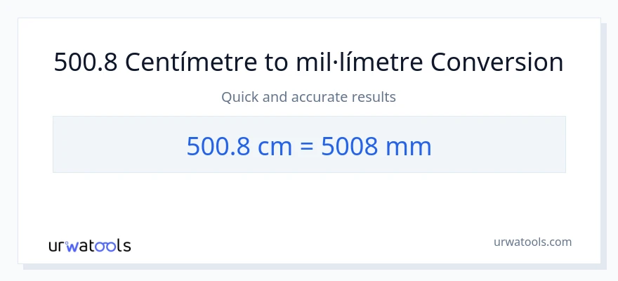 Conversió de 500.8 Centímetres a mil·límetres