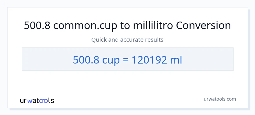 Conversione da 500.8 tazze a millilitri