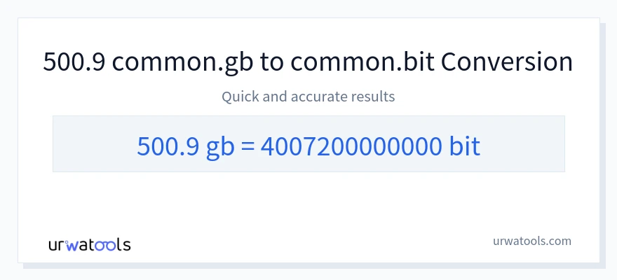 500.9 Gigabytes에서 Bits으로의 변환