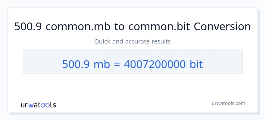 التحويل من 500.9 Megabytes إلى Bits