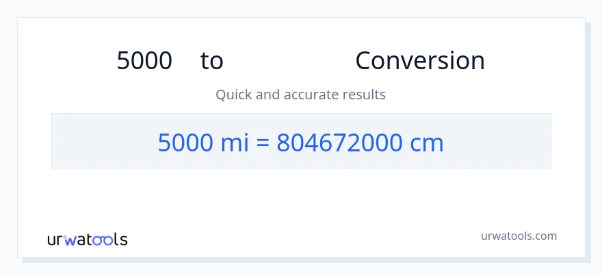 การแปลง 5000 ไมล์ เป็น เซนติเมตร