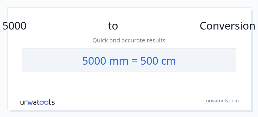 5000 മില്ലിമീറ്റർ ൽ നിന്ന് സെന്റീമീറ്ററുകൾ ലേക്ക് പരിവർത്തനം