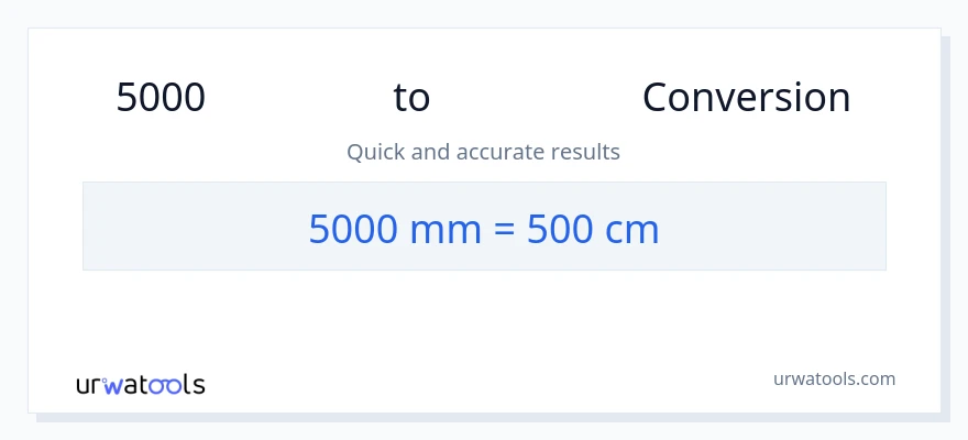 การแปลง 5000 มิลลิเมตร เป็น เซนติเมตร