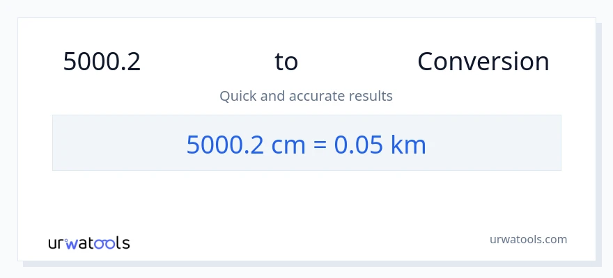 การแปลง 5000.2 เซนติเมตร เป็น กิโลเมตร