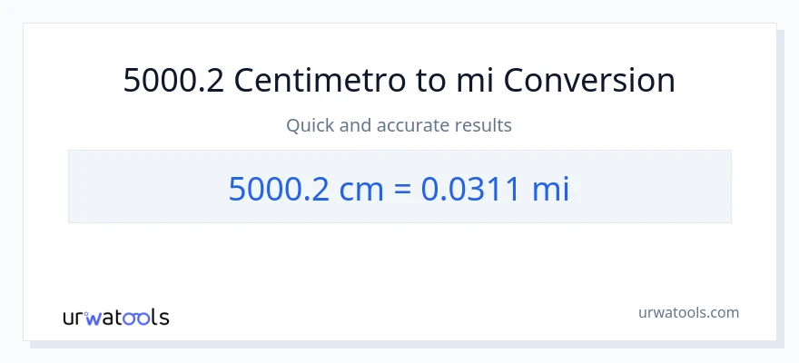 Conversione da 5000.2 Centimetri a miglia