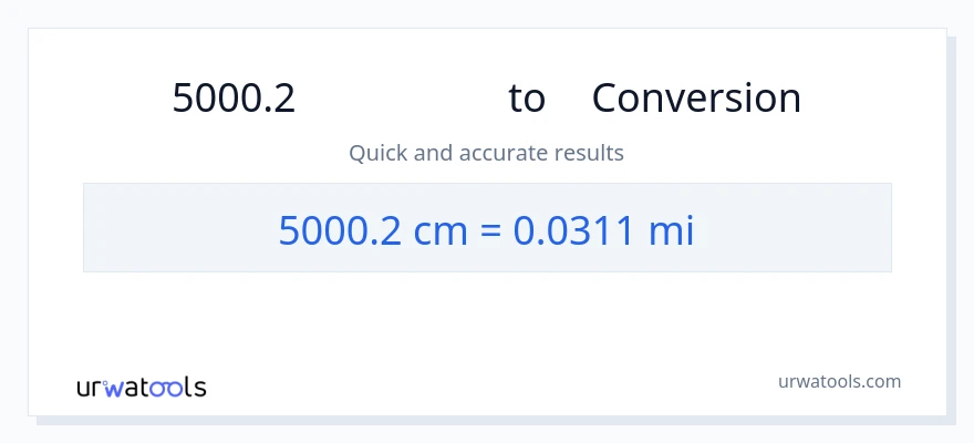 การแปลง 5000.2 เซนติเมตร เป็น ไมล์