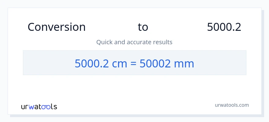 تبدیل 5000.2 سانتی‌متر به میلی‌متر