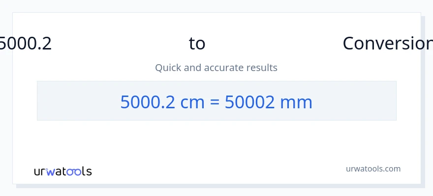 5000.2 സെന്റീമീറ്ററുകൾ ൽ നിന്ന് മില്ലിമീറ്റർ ലേക്ക് പരിവർത്തനം
