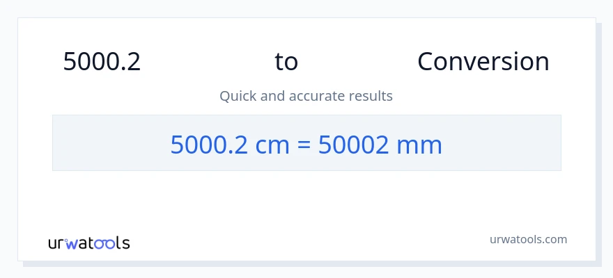 การแปลง 5000.2 เซนติเมตร เป็น มิลลิเมตร