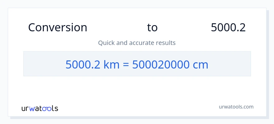 تبدیل 5000.2 کیلومتر به سانتی‌متر