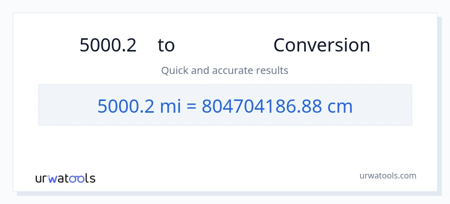 การแปลง 5000.2 ไมล์ เป็น เซนติเมตร