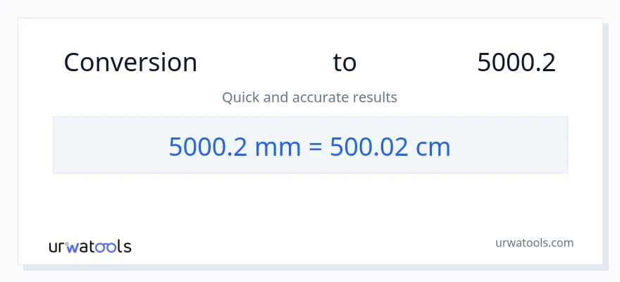 تبدیل 5000.2 میلی‌متر به سانتی‌متر